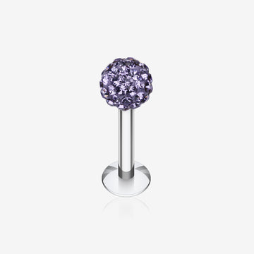 Multi-Gem Sparkle Ball Steel Labret-Tanzanite